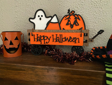 Wagon Shelf Sitter, Halloween Decor, Halloween Wagon Decor, Rustic Decor, Mantel Decor, Interchangeable Decor, Wagon Decor